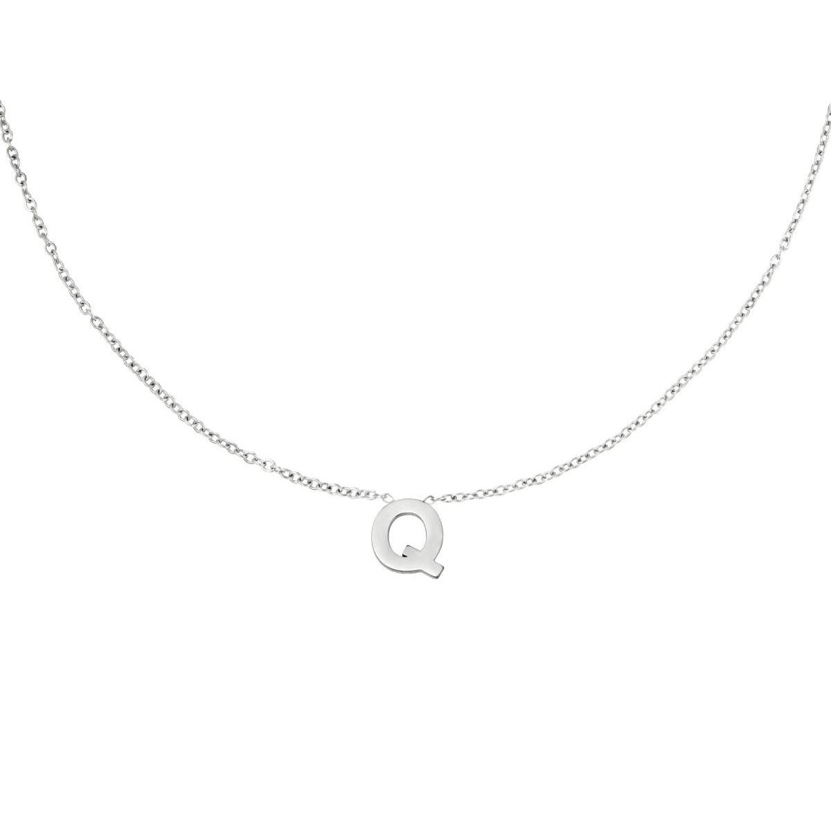 Zilveren Initiaal Ketting A tem Z Q Ketting