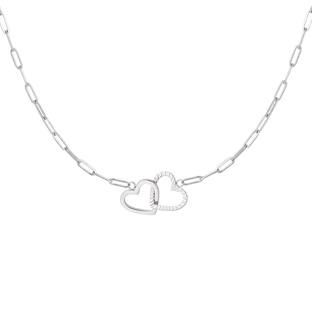 Schakelketting hartjes - Zilver Ketting