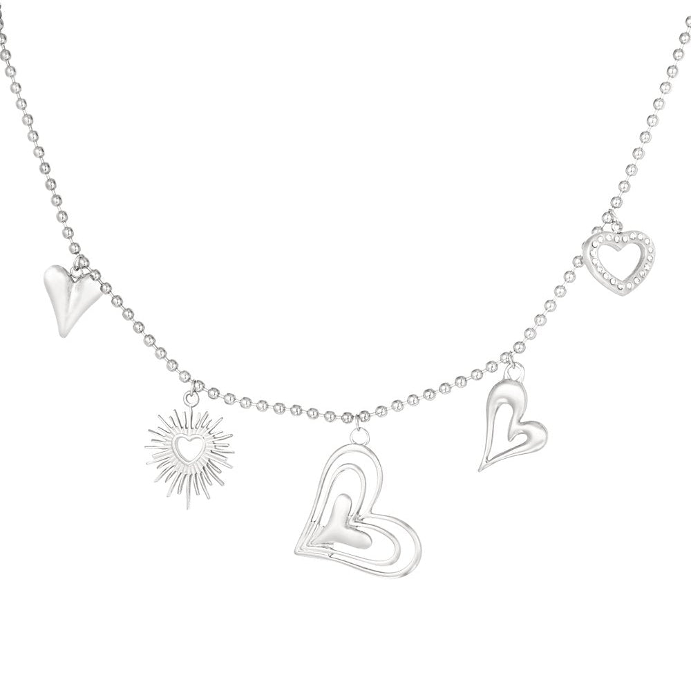 Bedelketting Hearts Zilver ketting