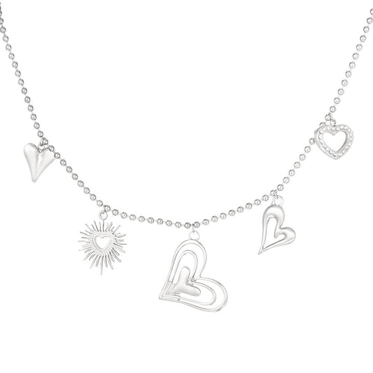 Bedelketting hearts - Zilver ketting