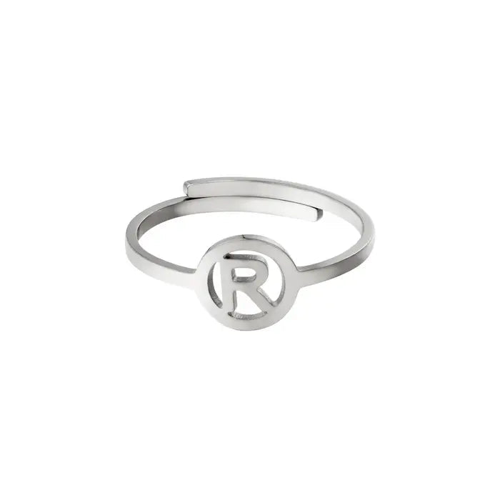 Initiaal Ring Zilver R Ringen