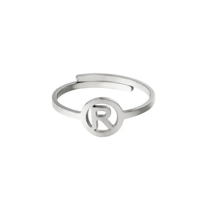 Initiaal Ring Zilver R Ringen