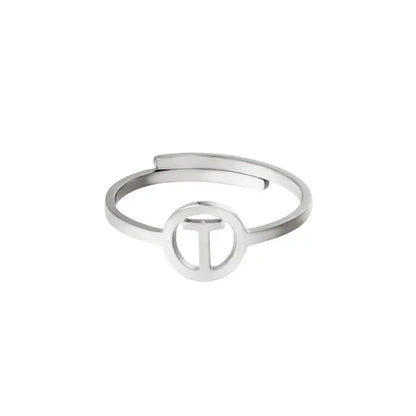 Initiaal Ring Zilver T Ringen
