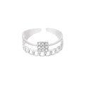 Ring Schakels en Strass Zilver Ringen