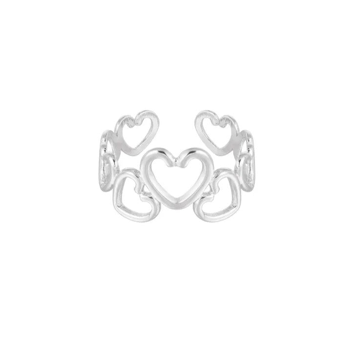 Ring speelse hartjes - Zilver Ringen