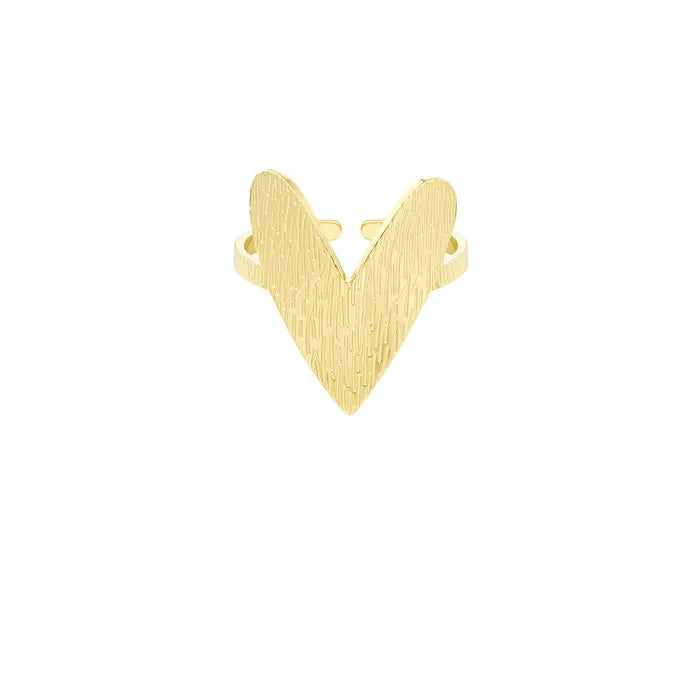 Statement ring vol hart - Goud ring