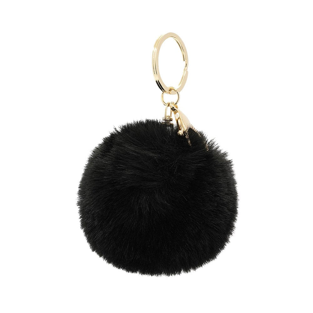 Sleutelhanger / tashanger fluffy bal - Zwart