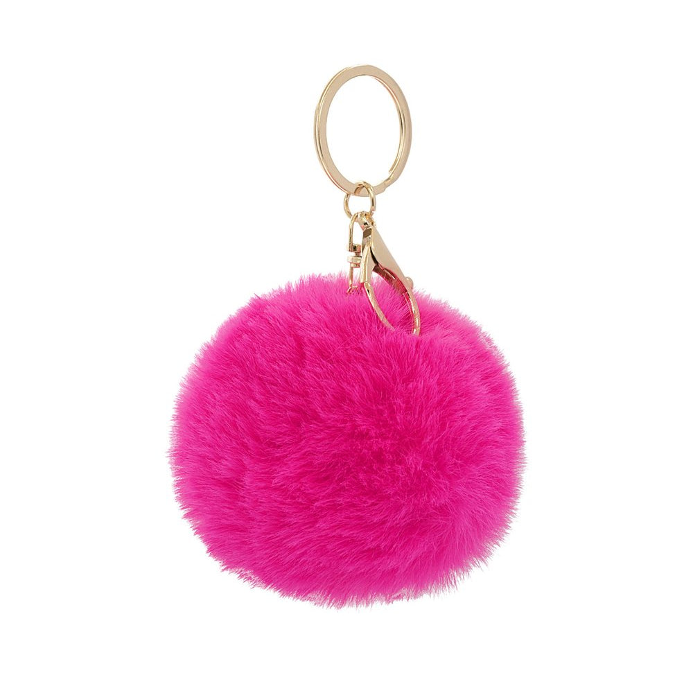 Sleutelhanger / tashanger fluffy bal - Fuchsia