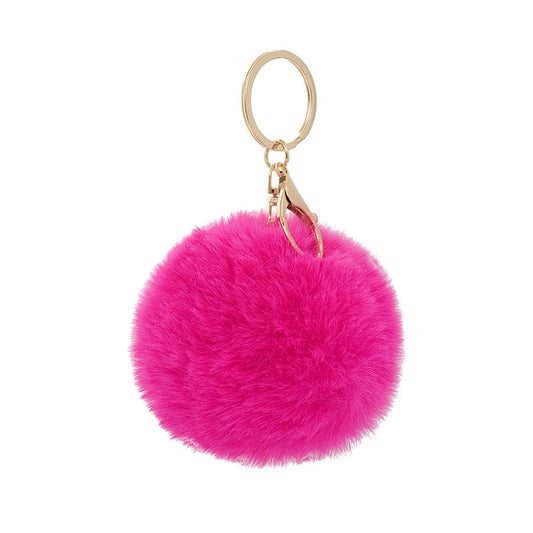 Sleutelhanger / tashanger fluffy bal - Fuchsia