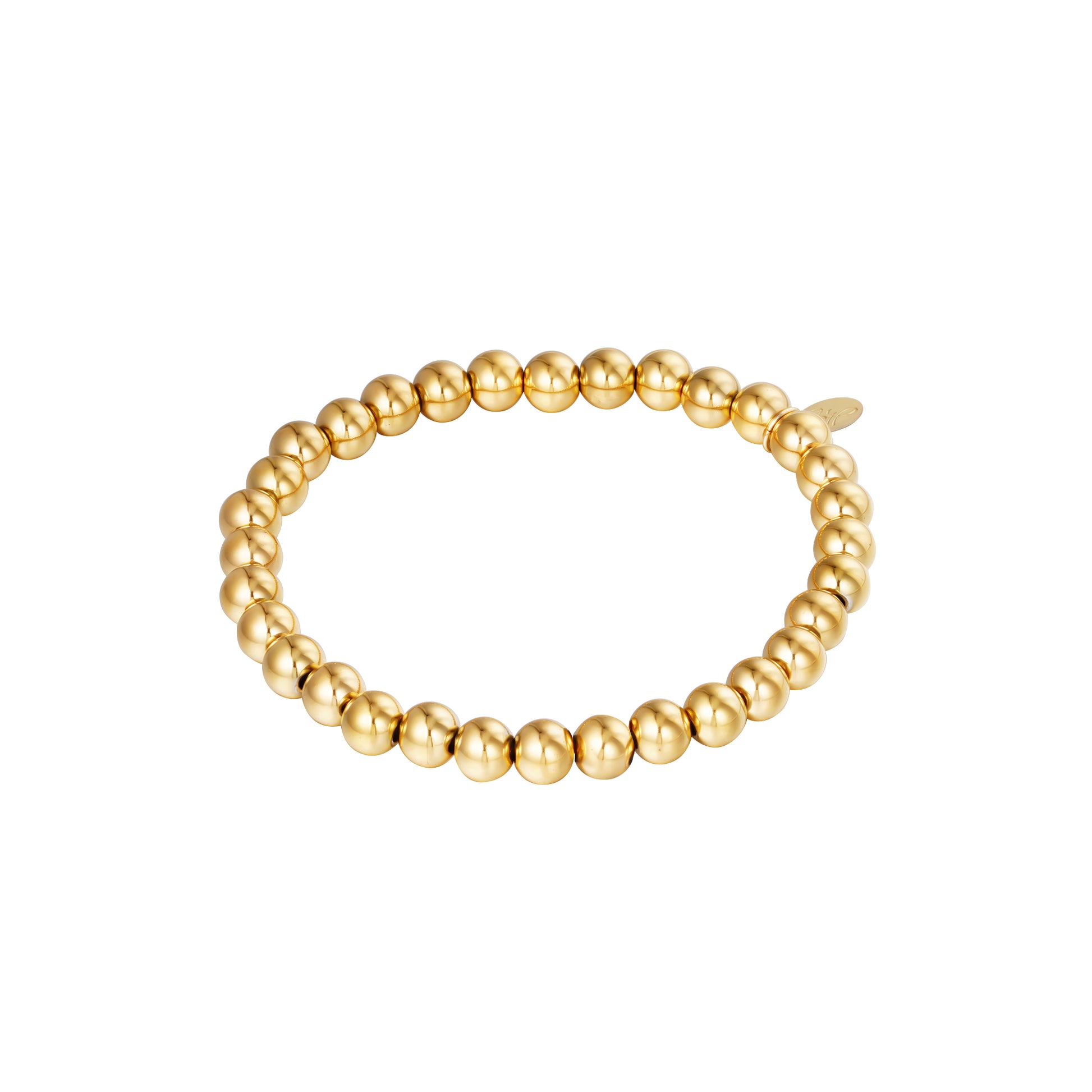 Armband big beads 6mm - Goud armband