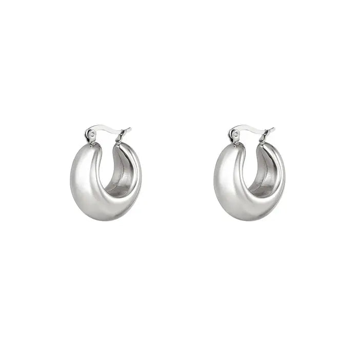 Oorbellen chunky hoops - Zilver oorbellen