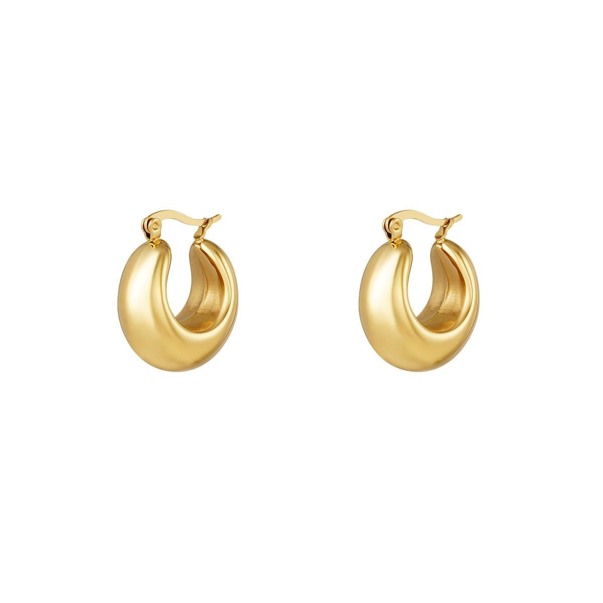 Oorbellen chunky hoops - Goud oorbellen