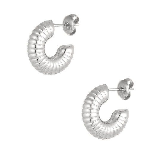 Oorbellen striped moon - Zilver oorbellen