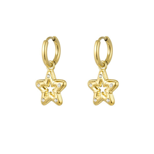 Oorbellen star strass - Goud oorbellen