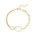 Schakelarmband dubbel schelp - Goud armband