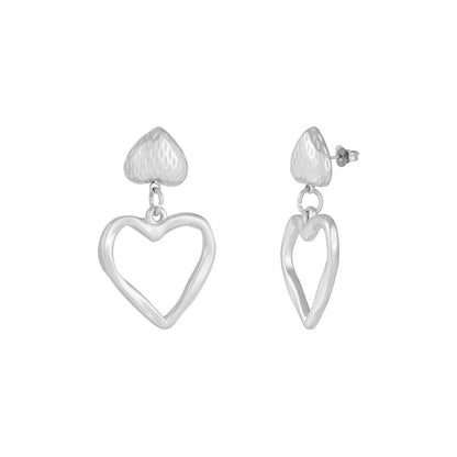 Oorbellen dubbel hart - Zilver oorbellen