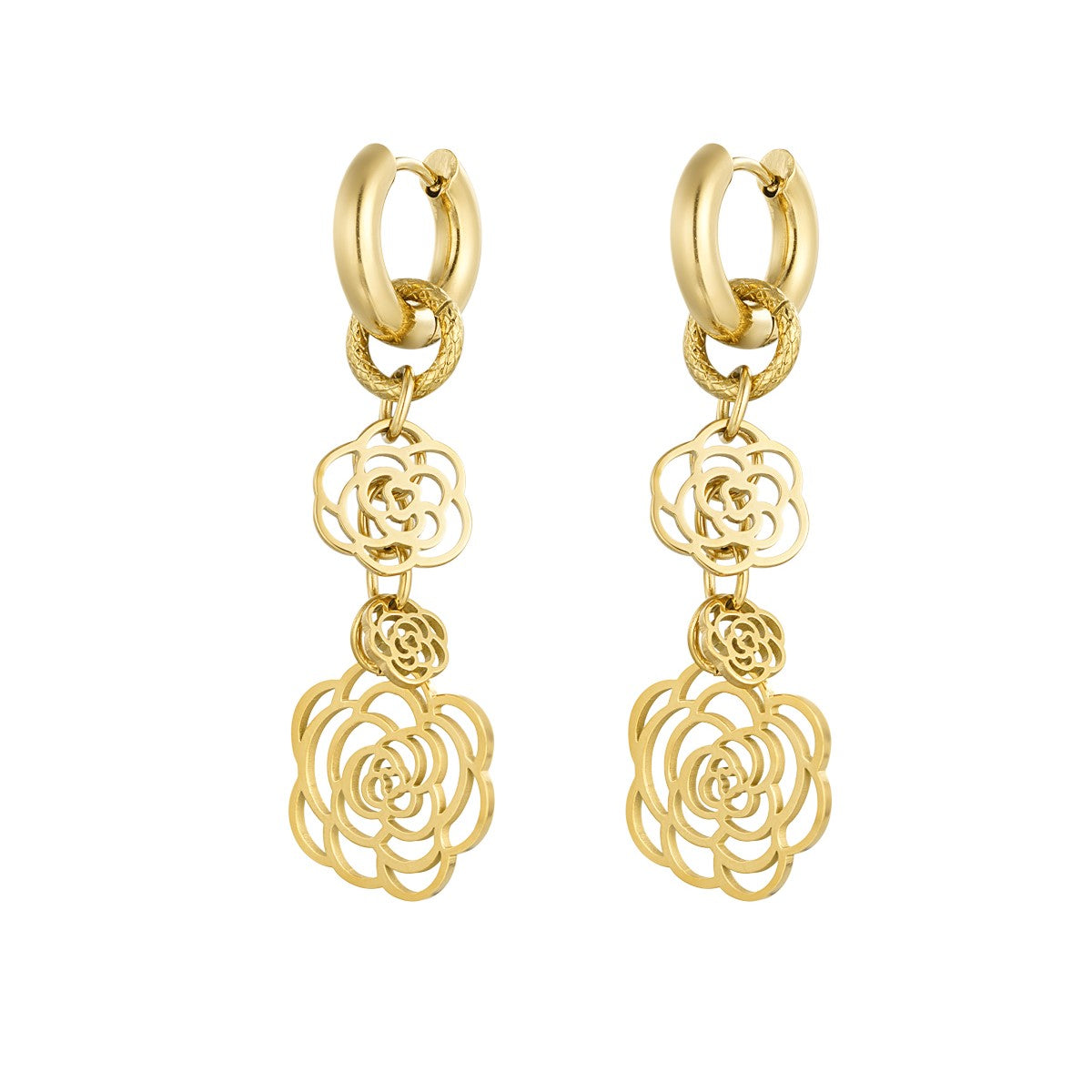 Oorbellen rose darling - Goud oorbellen
