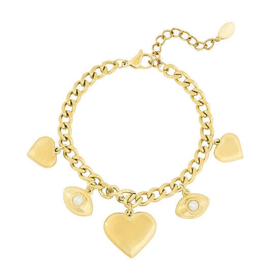 Armband bold hearts - Goud Armbanden