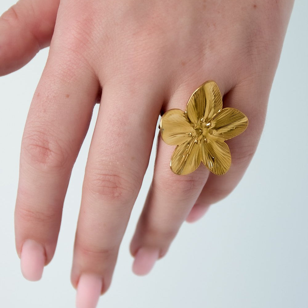 Statement ring bloem - Goud ring