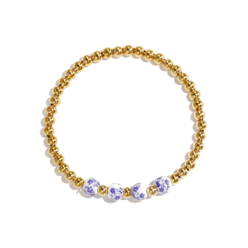 Armband Keramiek Bloem Goud Armband