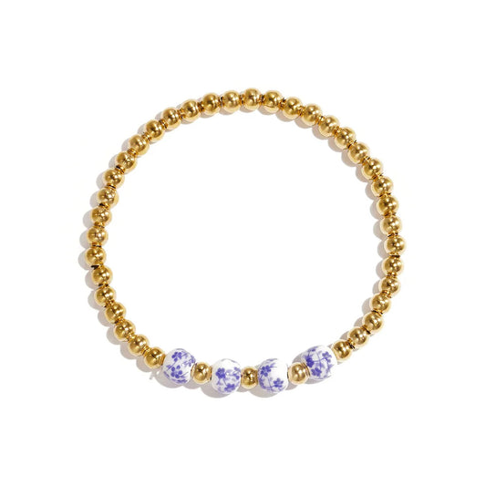 Armband Keramiek Bloem Goud Armband