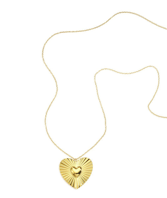 Ketting striped heart - Goud Ketting