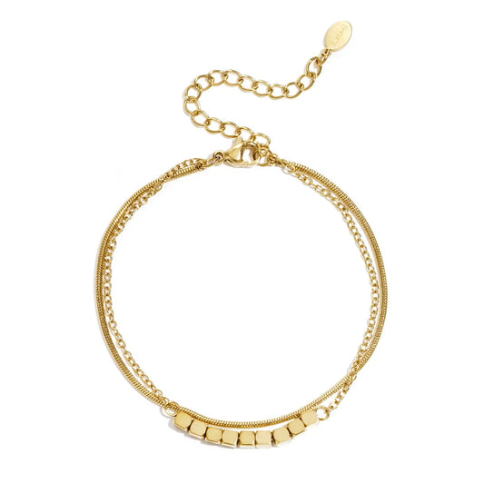 Dubbele Armband Goud Blokjes Armband