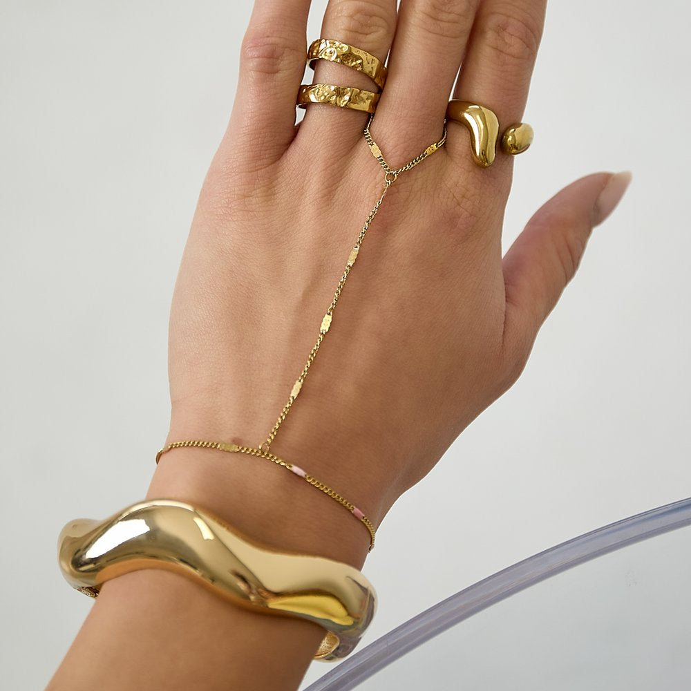 Hand Chain Streepjes met Roze - Goud of Zilver Goud Armband
