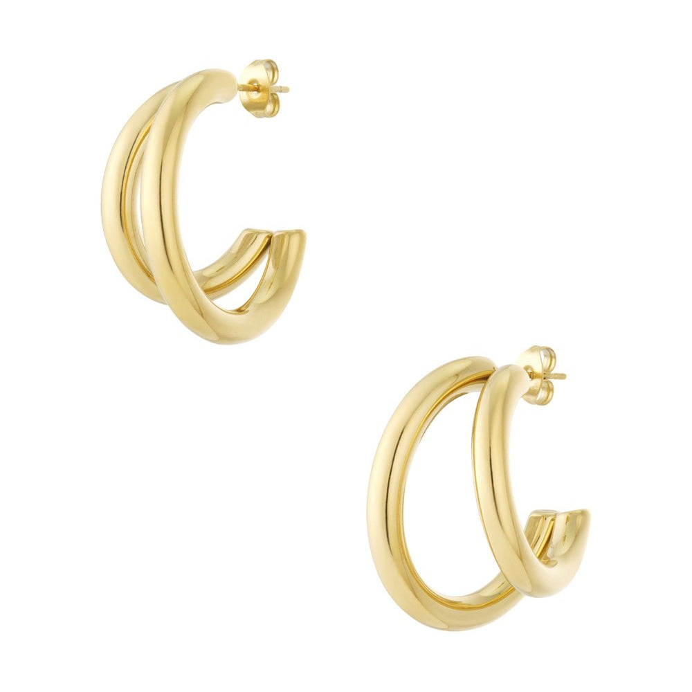 Oorbellen dubbele hoops - Goud oorbellen