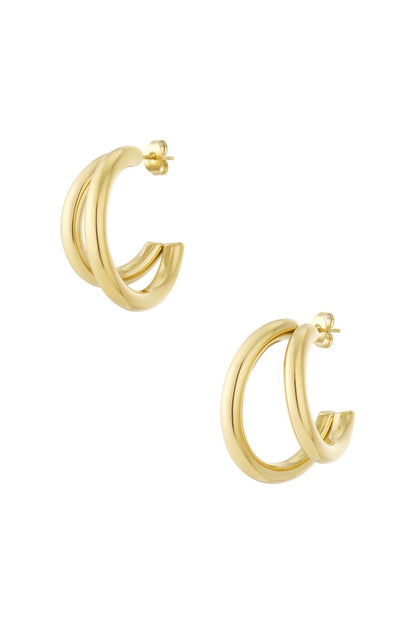 Oorbellen dubbele hoops - Goud oorbellen