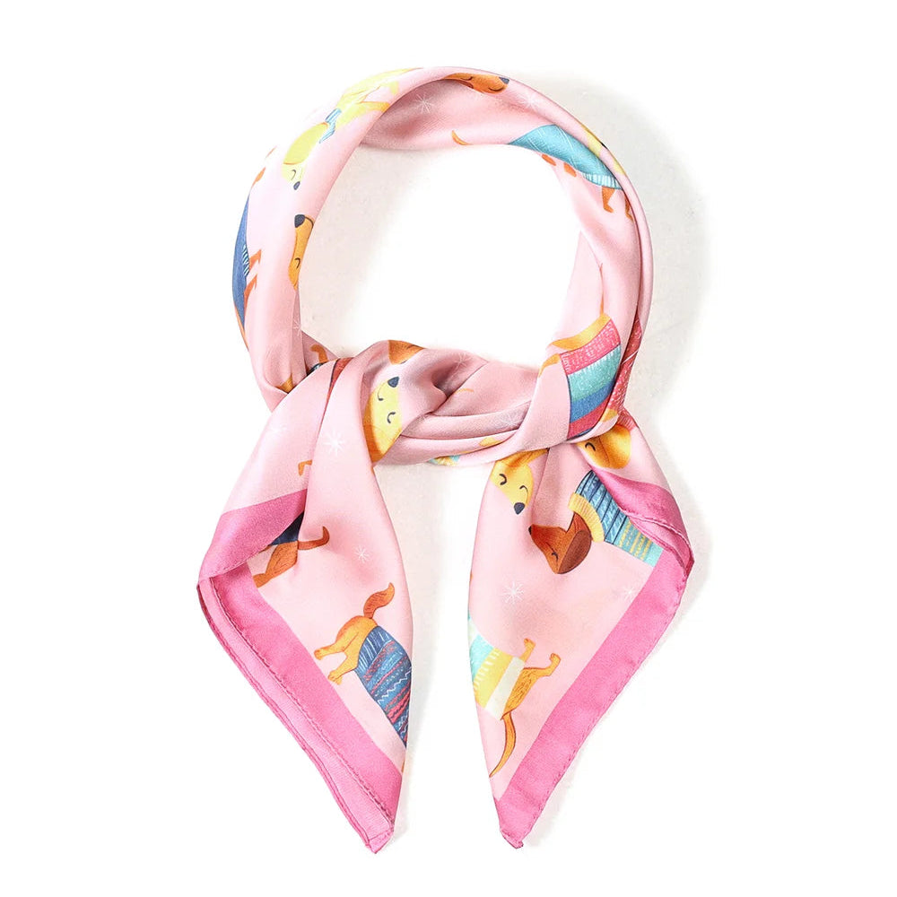 Sjaaltje met Teckelprint roze sjaal