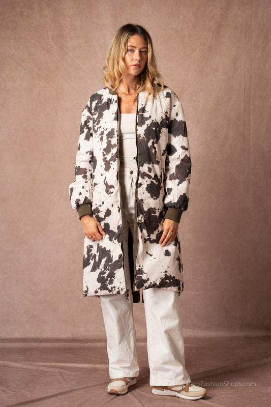 Omkeerbare Jas met Koeienprint - Bruin Jassen