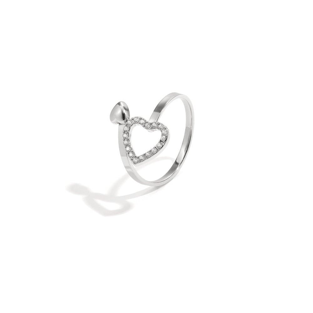 Ring Met Hartjes & Steentjes - Zilver Ring