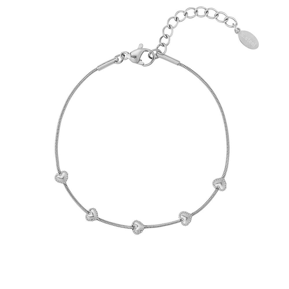 Armband cute hearts - Zilver armband