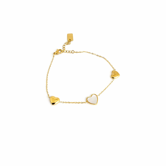 Armband heart parelmoer - Goud armband