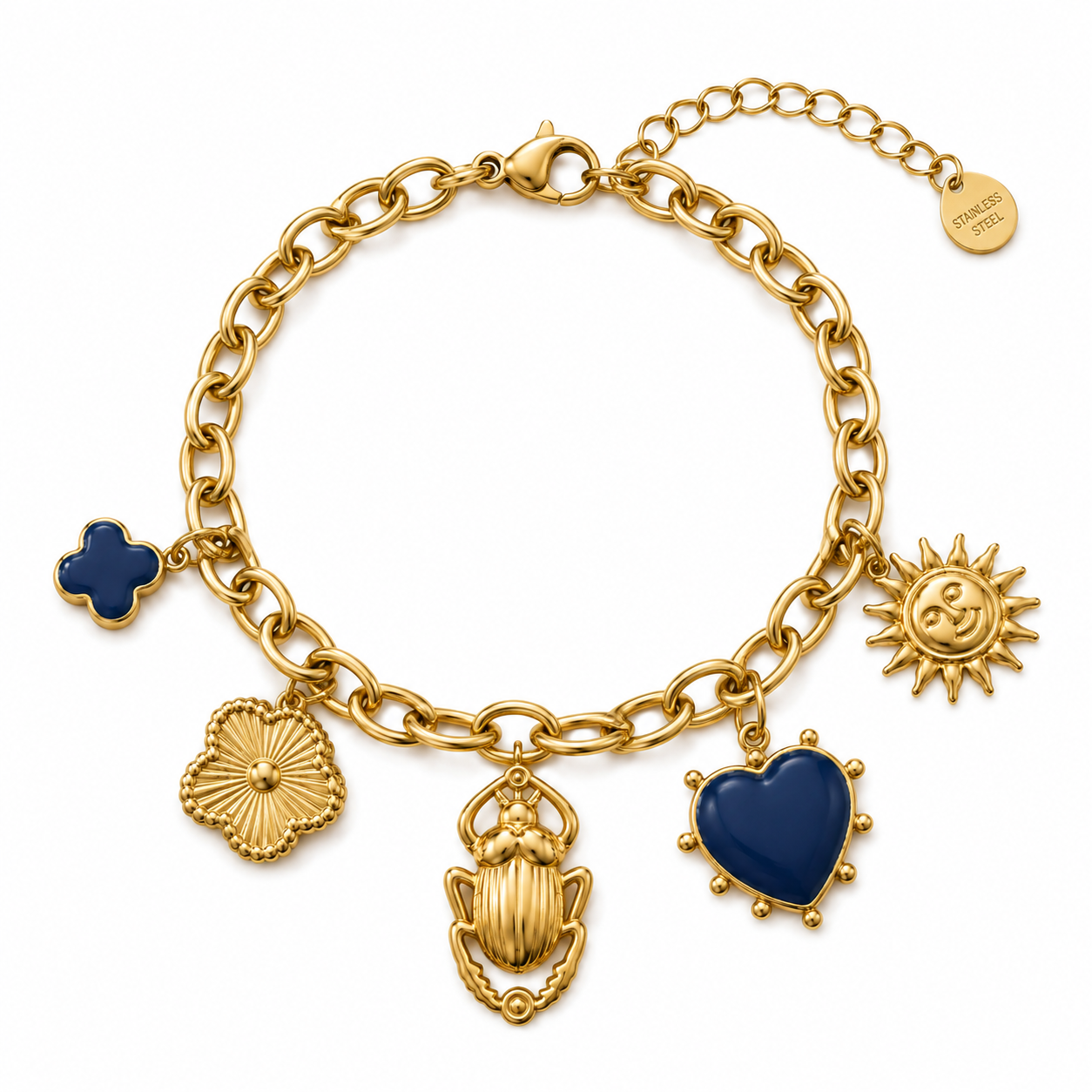 Bedel Armband Blauw & Goud Armbanden