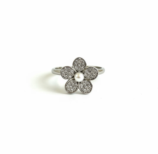 Ring Shiny Flower - Zilver Ring