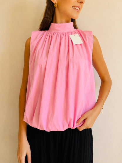 Roze Balloon Haltertop met Strik