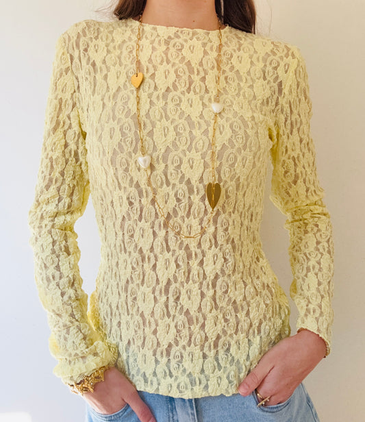 Lace top Geel Top