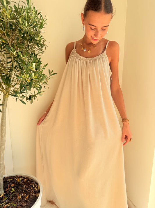 Maxi Dress Spaghettibandjes | One Size 36-50 Beige Jurken