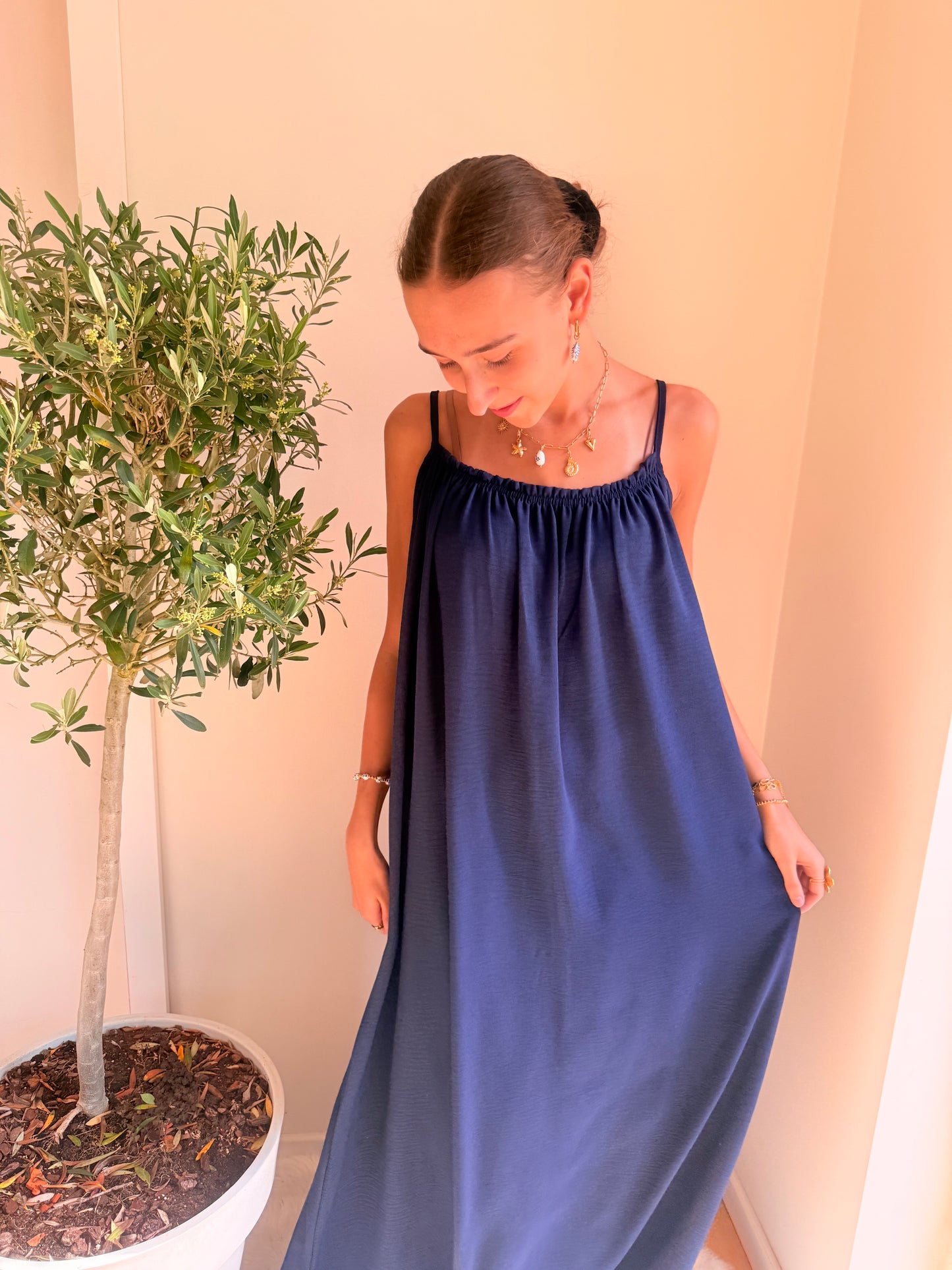 Maxi Dress Spaghettibandjes | One Size 36-50 Navy Jurken
