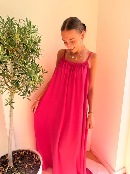 Maxi Dress Spaghettibandjes | One Size 36-50 Fuchsia Jurken