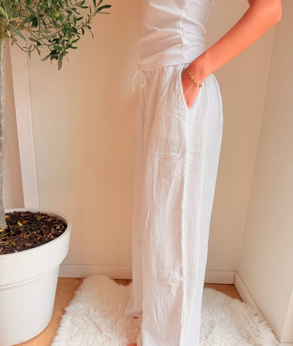 Oversized Wide Leg Broek Cotton Gauze Broek