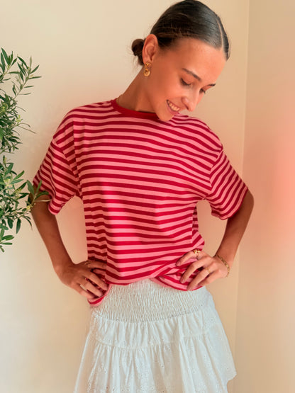 Gestreept T-shirt Rood T-shirt
