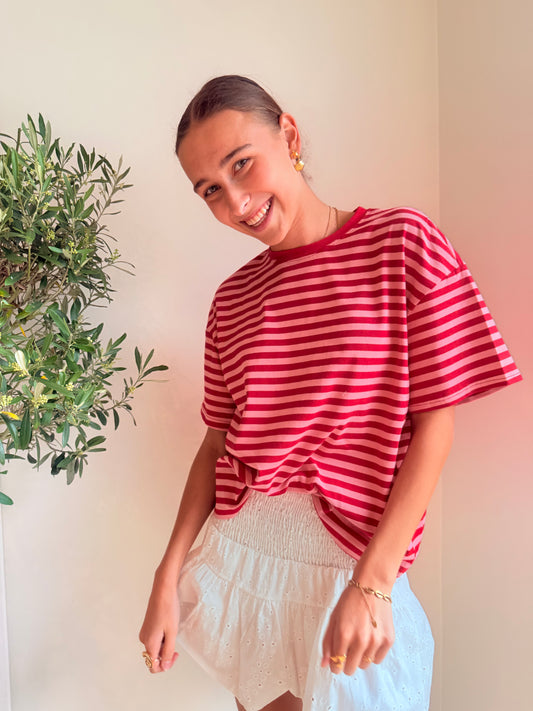 Gestreept T-shirt Rood T-shirt