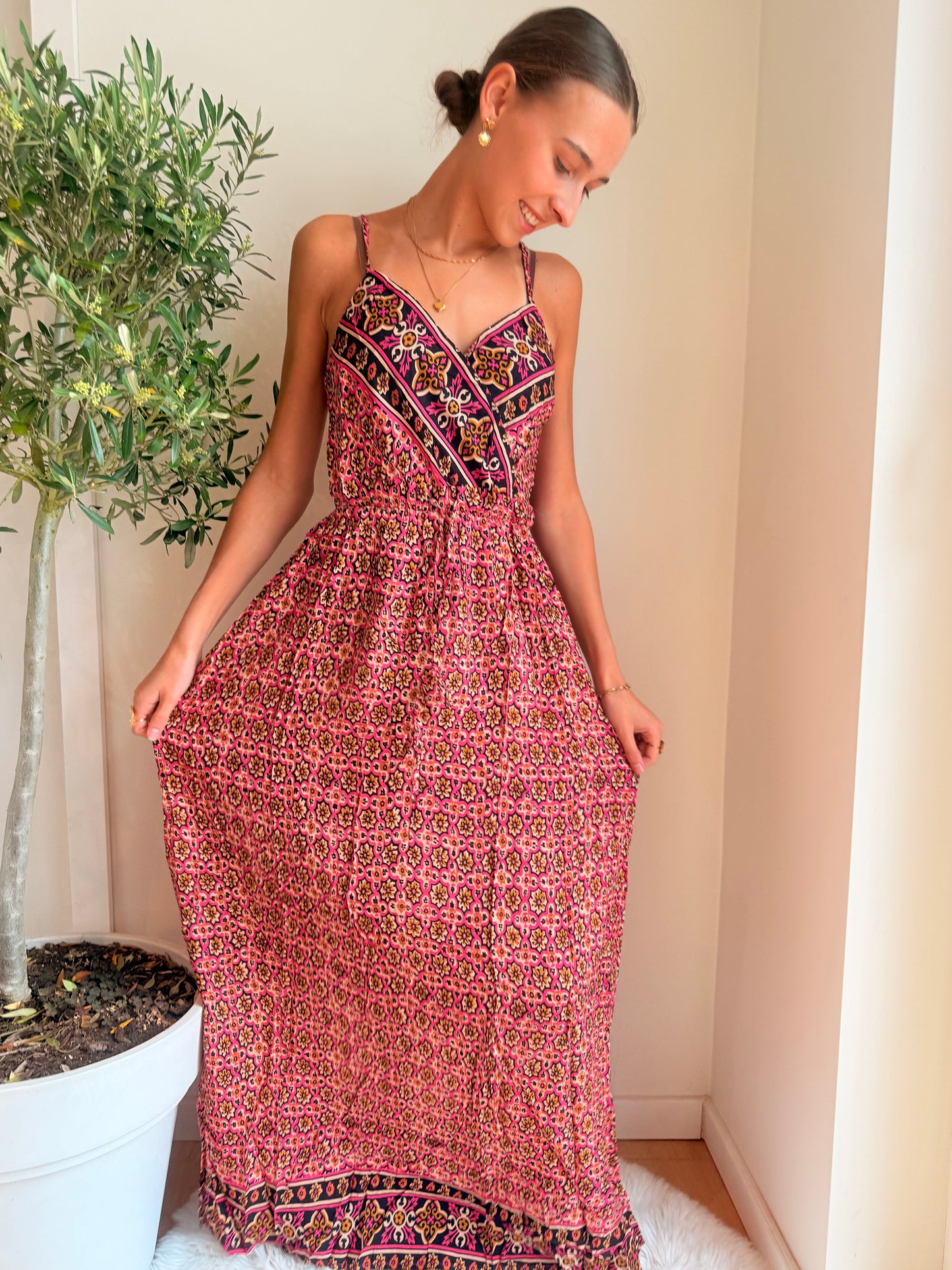 Maxi Jurk Boho Fuchsia Jurk