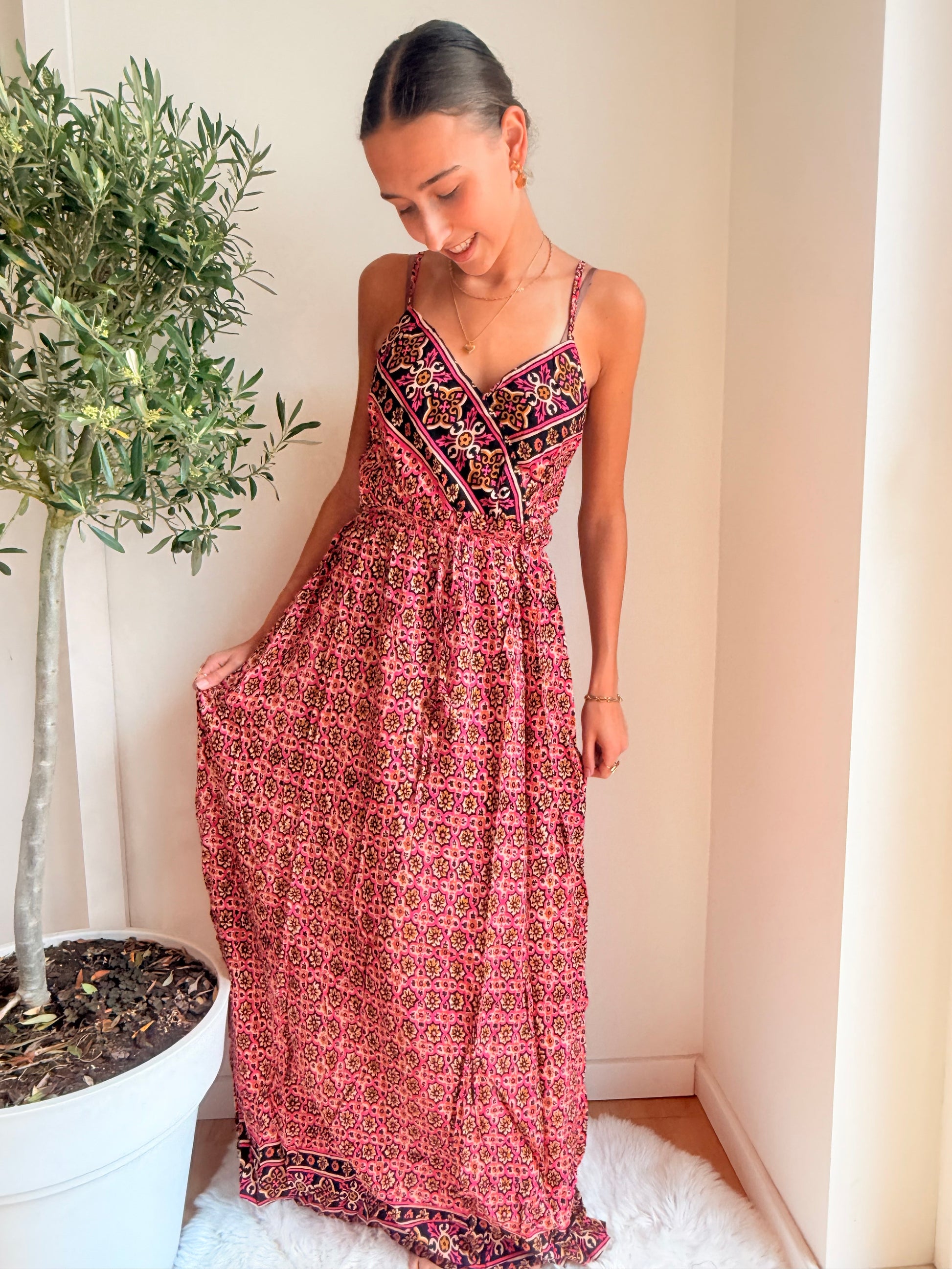 Maxi Jurk Boho Fuchsia Jurk