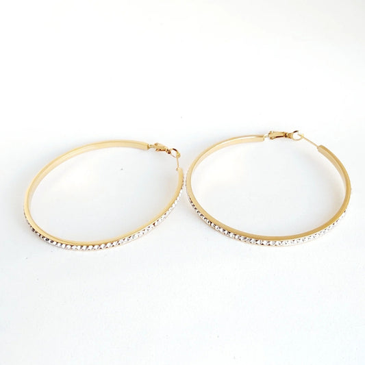 Oorbellen strassy hoops - Goud oorbellen