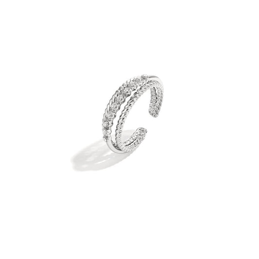 Dubbele Ring Met Strass - Zilver Ring