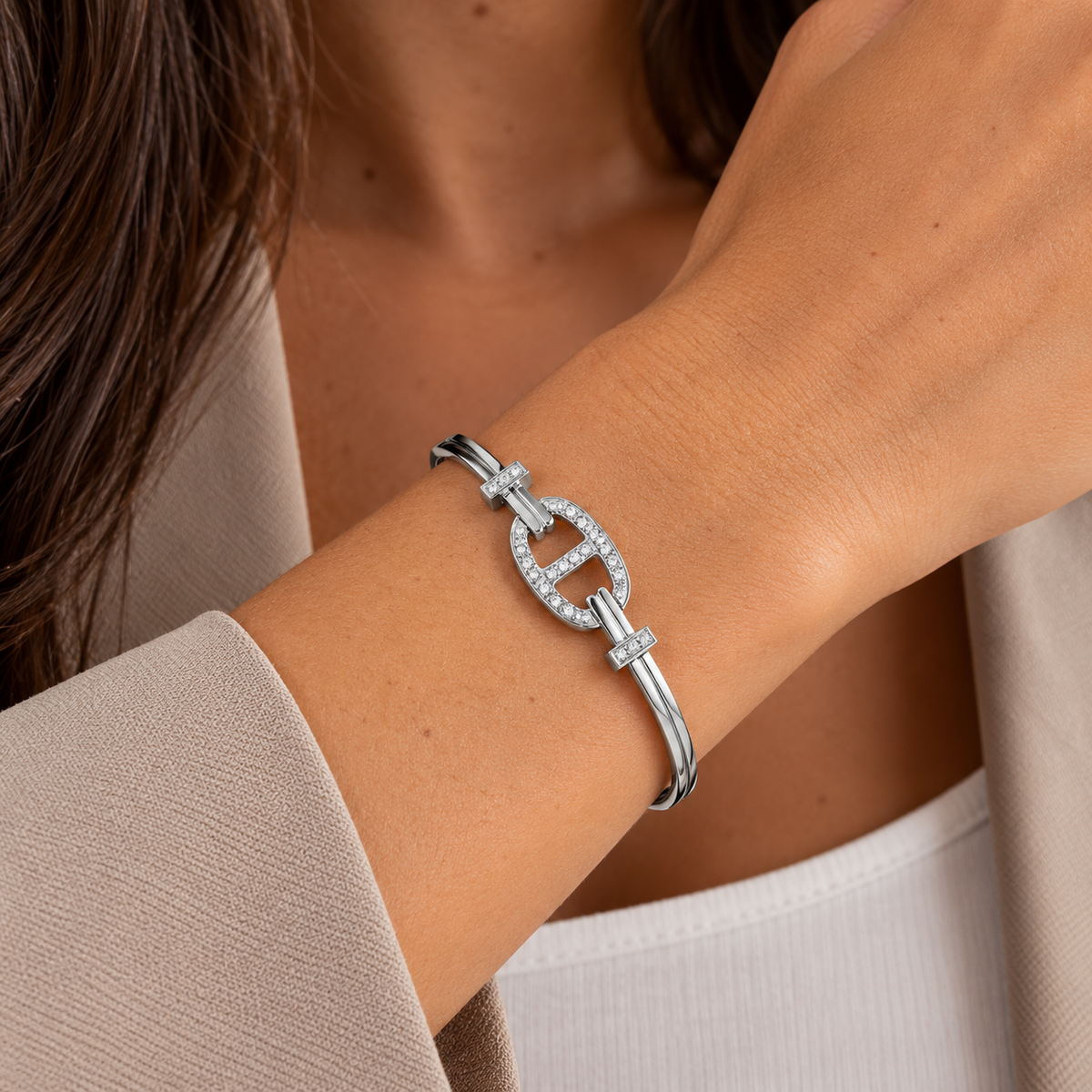Armband Bangle DD Strass – Zilver armband